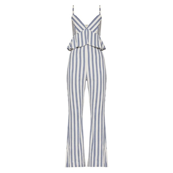 BCBGENERATION Striped Blue and White Jumpsuit Size 8 - Picture 1 of 13